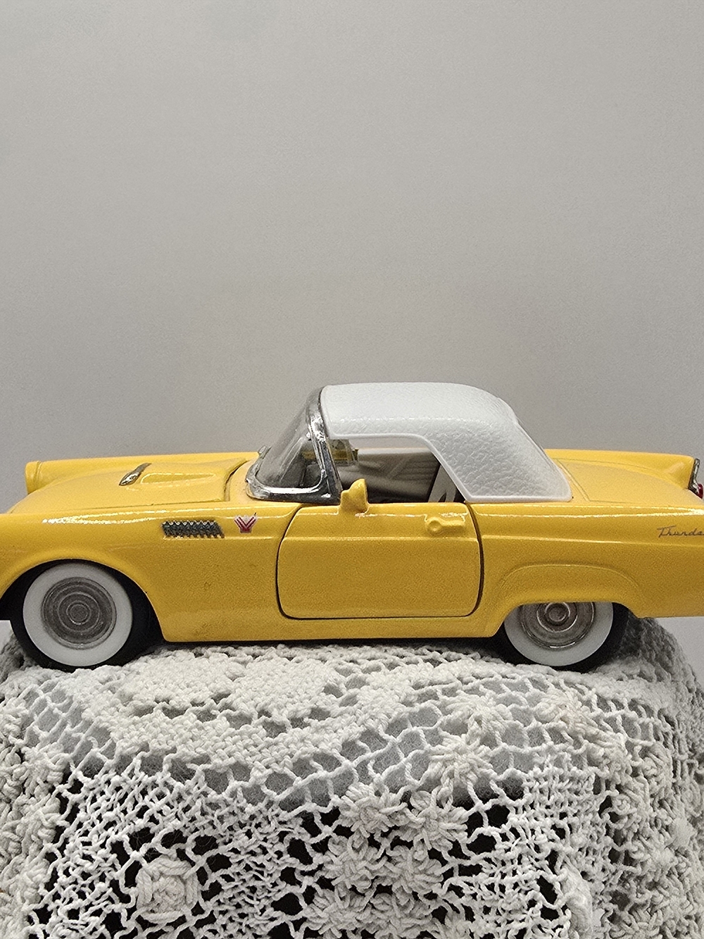 Yellow Die-Cast Convertible Toy Car with White Top